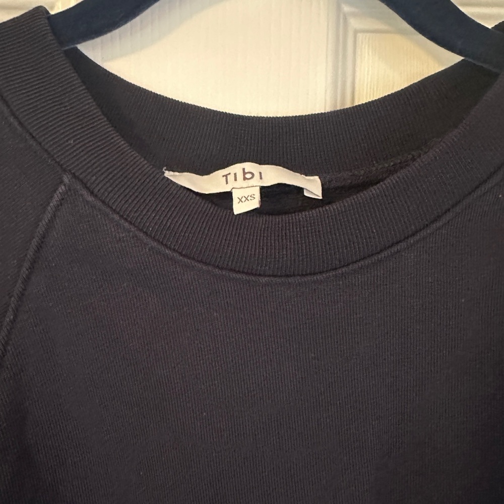 Tibi Crew Neck Easy Sweatshirt in Navy XXS - Picture 3 of 4